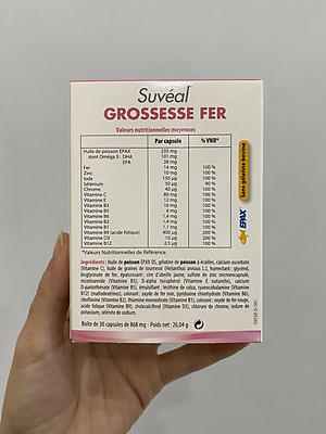  Suvéal Grossesse - Fer: Vitamin Tổng Hợp Cho Bà Bầu Cao Cấp Từ Pháp, Bổ Sung Đầy Đủ Vitamin Khoáng Chất, Ngăn Ngừa Dị Tật Thai Nhi, Tiền Sản Giật Và Tiểu Đường Thai Kỳ, Không Gây Táo Bón