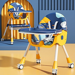 Ghế ăn dặm gấp gọn cao cấp Umoo mới nhất 2021, có bánh xe và điều chỉnh được độ cao