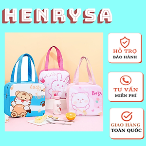 Túi đựng hộp cơm giữ nhiệt ấm thức ăn có khóa kéo, vải bọc chống thấm nước cao cấp - Chính hãng HENRYSA
