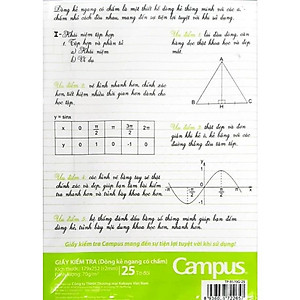 Giấy kiểm tra cấp 2 / Tập kiểm tra kẻ ngang B5 Campus TP-BS70G-25/30