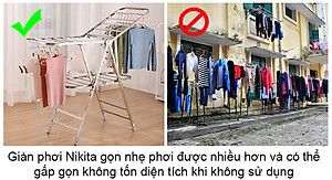 Giàn phơi, kệ phơi đồ Inox xếp gọn có bánh xe - Chính hãng NIKITA 818ABX