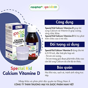 TPBVSK Special Kid Calcium Vitamin D - Bổ sung Canxi và Vitamin D giúp xương, răng chắc khỏe - Giúp con cao lớn hơn (125ml) [Siro – Nhập khẩu Pháp]