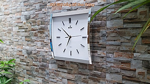 Đồng Hồ KIM TRÔI EASTAR Mặt Kính Cong Cao Cấp - Mặt Chữ nhật Ánh Kim - Tặng Pin Maxell - BH 1 Năm - Decor Trang Trí Treo Tường