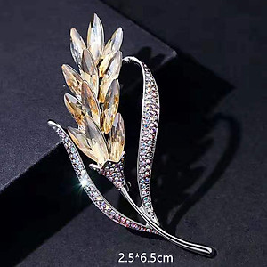 Trâm Cài Áo Hình Bông Lúa Đính Đá Sapphire Dịu Dàng Nữ Tính Quí Phái Sang Trọng Quà Tặng Ý Nghĩa (Tặng Kèm Hộp Quà Đen)