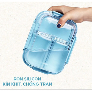 Hộp Cơm Thủy Tinh Cao Cấp 3 Ngăn Chịu Nhiệt Có Nắp Dung Tích 1000ml