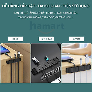 Kẹp Giữ Dây Sạc Silicone Cố Định Chống Rối Dây Điện Hamart Keo Acrylic Siêu Dính Tường Tiện lợi - Hàng Nhập Khẩu