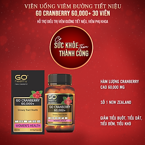 GO CRANBERRY 60,000+ 30 viên - Viên uống viêm đường tiết niệu nhập khẩu chính hãng GO Healthy New Zealand