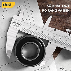 Thước Kẹp Cặp Cơ Khí Deli 150mm - 200mm - Chất Liệu Thép Cacbon Siêu Bền Chống Mòn Gỉ, Độ Chính Xác Cao - DL92200
