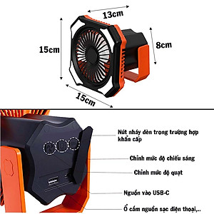 Quạt đèn có remote điều khiển từ xa kết hợp ổ cắm sạc tiện lợi Legaxi 