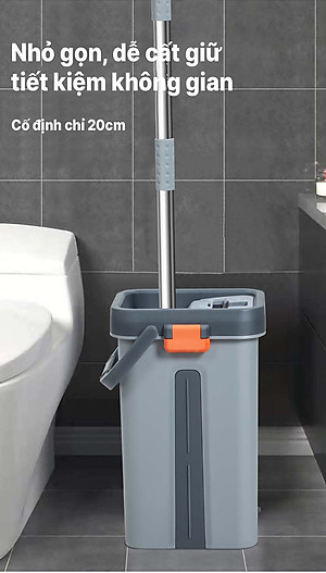 Bộ cây lau nhà SUMIKA C38, thùng lau nhà 2 ngăn tự vắt thông minh, chổi lau sàn nhà 360 độ, 2 bông lau, 1 móc treo cây lau sàn