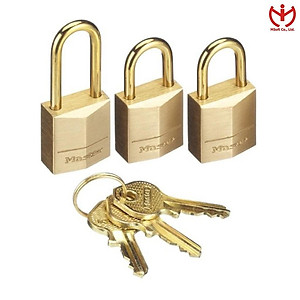 Bộ 3 ổ khóa vali Master Lock 3115 EURD thân đồng rộng 15mm dùng chung chìa - MSOFT