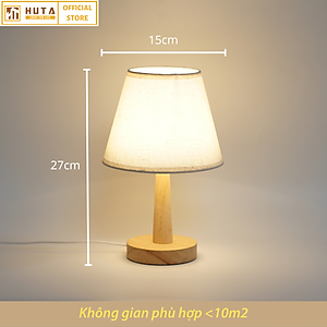 Đèn ngủ để bàn HUTA G2S Gỗ Chao Nón Vintage Dễ thương Decor Trang trí phòng ngủ, Đọc Sách Đầu Giường, Đầu Cắm USB, Đèn Vàng Bóng LED Tiết Kiệm Điện