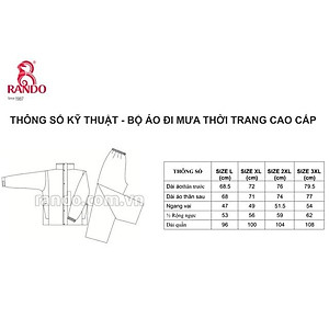 Bộ áo mưa 2 lớp thời trang cao cấp Rando