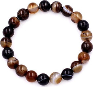 Vòng chuỗi đeo tay Mã Não Nâu Sọc 8 ly 21 hạt - hợp mệnh Kim, mệnh Thổ - Vòng size phù hợp cho nữ