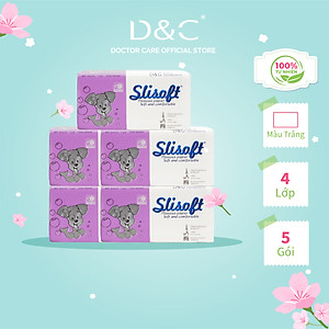 Combo 5 Giấy ăn Slisoft Trắng tự nhiên đa năng,khăn giấy rút không chất tẩy trắng an toàn cho cả gia đình