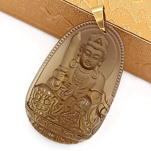 Mặt Phật Văn Thù Bồ Tát đá Obsidian 5cm MBNN3 - phật bản mệnh tuổi Mão - Mặt size lớn