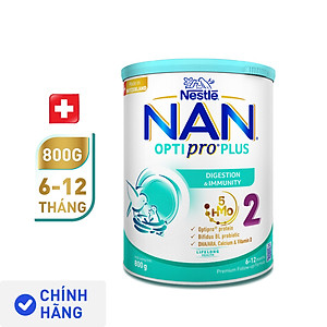 Sữa bột Nestlé NAN OPTIPRO PLUS 2 800g/lon với 5HMO Sản Xuất Tại Thụy Sĩ (6 - 12 tháng)