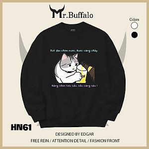 Áo sweater thu đông form rộng in hình hài hước đi nhậu Mr.buffalo