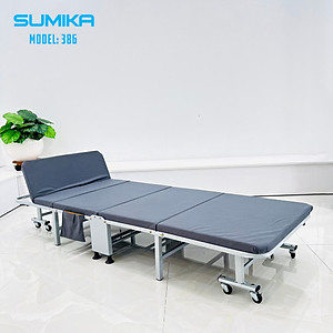 Giường xếp gấp gọn di động SUMIKA 386, khung thép, có bánh xe