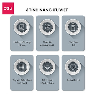 [ ] Ghế Xoay Văn Phòng Công Thái Học Cao Cấp Có Khóa Ngả Lưng 135 Độ Gối Tựa Đầu 3D Tựa Tay Điều Chỉnh Deli - Hỗ Trợ Đốt Sống Cổ Tối Ưu Tư Thế Ngồi - Bảo Hành 3 Năm - Ghế Làm Việc Tại Nhà, Văn Phòng