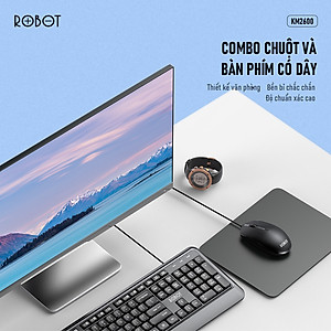 Combo Chuột & Bàn Phím Có Dây ROBOT KM2600 Thích Hợp Dùng Cho Laptop, Máy Tính, PC - Hàng Chính Hãng