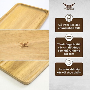 Khay gỗ keo đa năng hình chữ nhật Vibasic, đa dạng kích thước, chụp hình decor đựng đồ trang trí