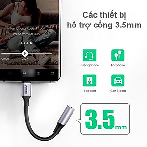 Dây giắc chuyển đổi cổng USB type C sang giắc cắm 3.5mm có chip DAC dài 10cm cao cấp UGREEN 80154 - Hàng chính hãng