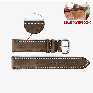 Dây đồng hồ da bò Vintage Bụi Leather D111 - Da thật khâu tay thủ công cao cấp - Bảo hành 12 tháng