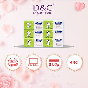 Combo 6 Giấy ăn Slisoft Trắng 3 lớp x 100 tờ đa năng, khăn giấy rút không chất tẩy trắng an toàn cho cả gia đình