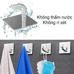 Combo 4 móc treo đồ quần áo dán tường inox 304 HOBBY Home Decor V35-4