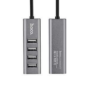 Củ Sạc 4 Cổng USB Hoco HB1 (Xám đen) - Hàng Chính Hãng