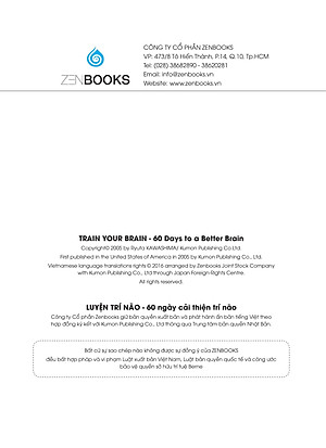 Sách Luyện Trí Não - 60 Ngày Cải Thiện Trí Não (Các Bài Toán Rèn Khả Năng Tư Duy Và Luyện Trí Nhớ)