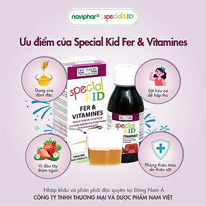 SPECIAL KID FER & VITAMINES - Siro Bổ sung sắt và các vitamin C, B2, B9, B12 - Giúp giảm thiếu máu do thiếu sắt - Nhập khẩu Pháp (125ml)