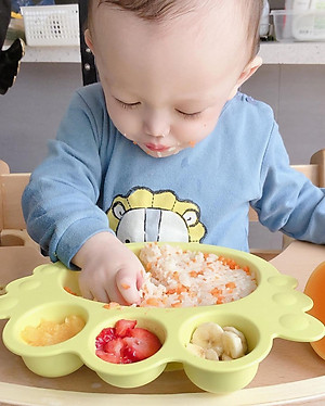 Bộ khay ăn dặm an toàn - Set khay thiên thần em bé đế dính 10 chi tiết UINLUI