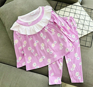 Bộ ngủ dài tay cho bé gái từ 8-25kg chất cotton hàng xuất mềm mịn mát