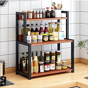 Kệ Gia Vị Để Bàn Nhà Bếp - Kệ Gia Vị Khung Sắt Sơn Tĩnh Điện 3 tầng.