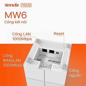 Hệ thống Wifi Nova Mesh cho gia đình Tenda MW6 Chuẩn AC 1200Mbps (2 node) - Hàng Chính Hãng