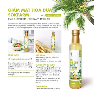 Dấm mật hoa dừa Sokfarm - Bổ sung lợi khuẩn, kích thích tiêu hóa, hỗ trợ giảm đau cho người bị GUT, lên men tự nhiên trong vòng 6 tháng