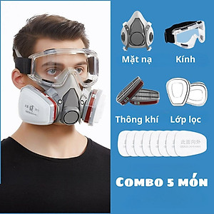 Trọn Bộ Mặt Nạ Chống Độc 3M 6200 Kèm Kính (Phun Thuốc Trừ Sâu, Phun Sơn, Chống Khói Bụi Mịn Và Hóa Chất)