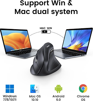 Chuột công thái học Ugreen 25444 MU008, Bluetooth 5.0 + USB Receiver 2.4GHz, DPI 1000/1600/2000/4000 - Hàng chính hãng