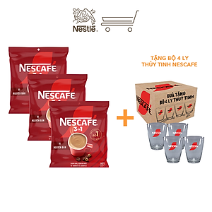 [Tặng Ca Đá 900ML] Combo 3 Bịch NESCAFE 3IN1 Công thức cải tiến - VỊ NGUYÊN BẢN Bịch 46 gói