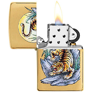 Bật Lửa Zippo 49116 – Zippo Tiger Tattoo Design Brushed Brass