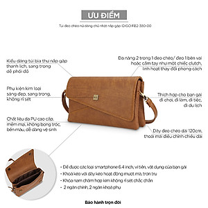 Túi đeo chéo nữ thanh lịch IDIGO FB2 - 380, túi xách cầm tay dáng chữ nhật nắp gập