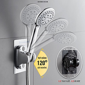 Giá Đỡ Vòi Hoa Sen Dán Tường Đế Góc Nghiêng 120º Móc Treo Vòi Xịt Nhà Tắm Siêu Dính Hamart