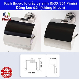Hộp đựng giấy vệ sinh dán tường inox 304 Pimisi dùng để treo - kệ - móc lô giấy vệ sinh có lõi chống nước trong phòng tắm dán bằng keo không khoan | Hàng chính hãng