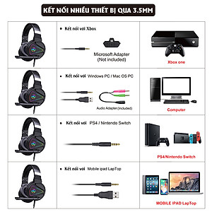 Tai nghe chụp tai Gaming tích hợp Mix HXSJ F16 RGB Jac 3.5mm âm thanh 3D Bass cực đã chuyên dùng nghe nhạc, chơi game - Hàng chính hãng