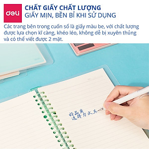 Sổ Tay Ghi Chép 60 Trang Gáy Lò Xo A5 Deli - Xanh Dương/Hồng/Vàng/Xanh Lá - QHA560