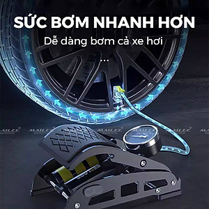 Bơm Đạp Chân 2 Nòng Xilanh BEELORD J54B-01 10 Bar/160 PSI Bơm Chất Lượng Cao Cho Xe Đạp, Xe Máy, Xe Ô tô, Xe Hơi Đa Năng Xếp Gọn (Tặng Kèm 3 Chốt Chân, Hộp đựng bơm) - Mai Lee