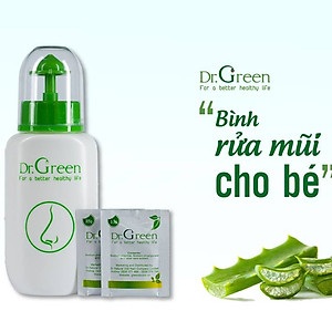 Bình rửa mũi Dr.Green kèm 10 gói muối lô hội (hàng chính hãng)