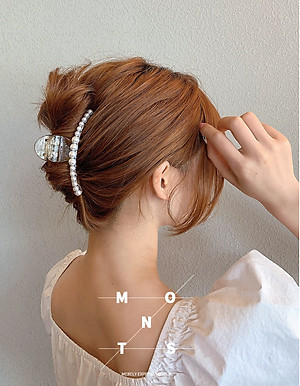 Kẹp Tóc Càng Cua Đính Ngọc Trai Nhân Tạo Phong Cách Hồng Kông Thâp Niên 90s